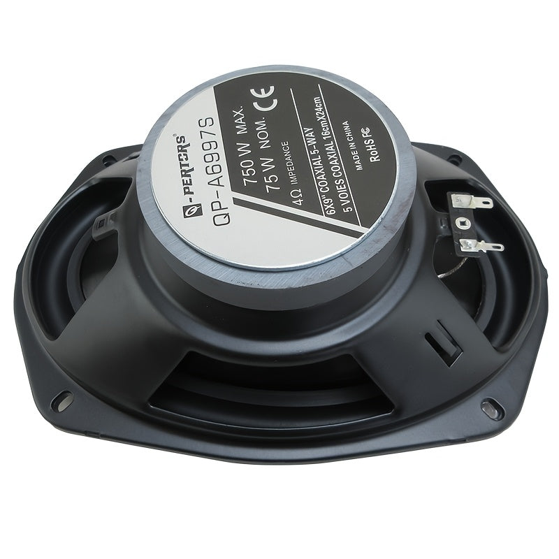 6x9 Inch Coaxial Car Speakers 750W 5-Way Full Range – 2-Pack with Dust Cover & Audio Cable, 92dB 4-Ohm Stereo Door Speakers for Car Audio Upgrade