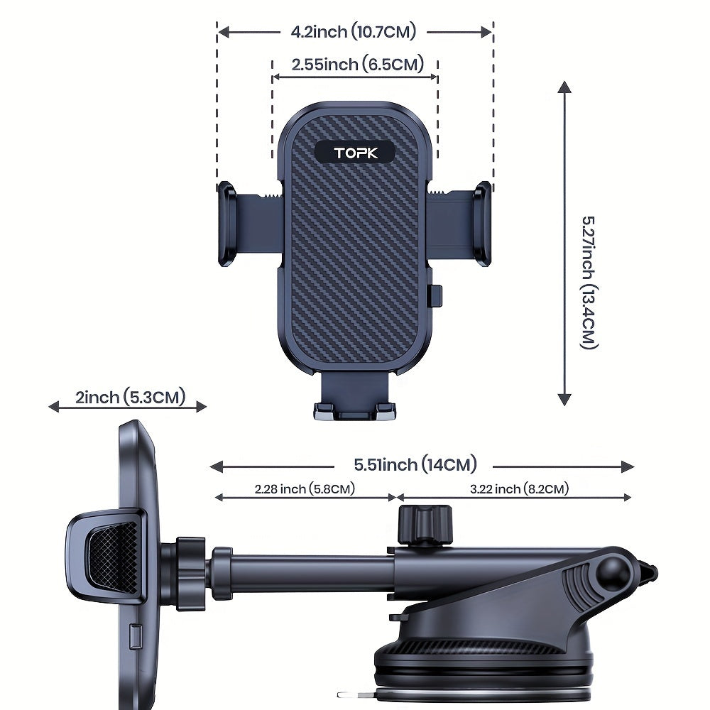 TOPK D38Z Car Phone Mount, Dashboard & Air Vent, Adjustable Horizontal & Vertical, Universal Fit for All Smartphones