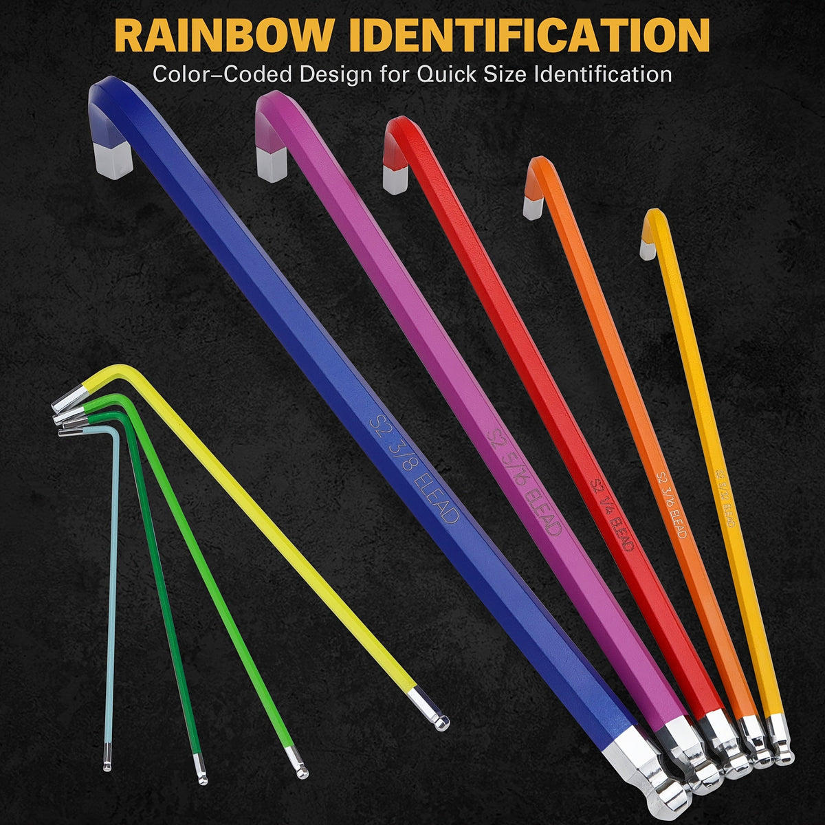 Hex Key Allen Wrench Set 29/37-Piece – Ball End & Torx, Metric & SAE, Color-Coded, T-Handle, Chrome Vanadium Steel