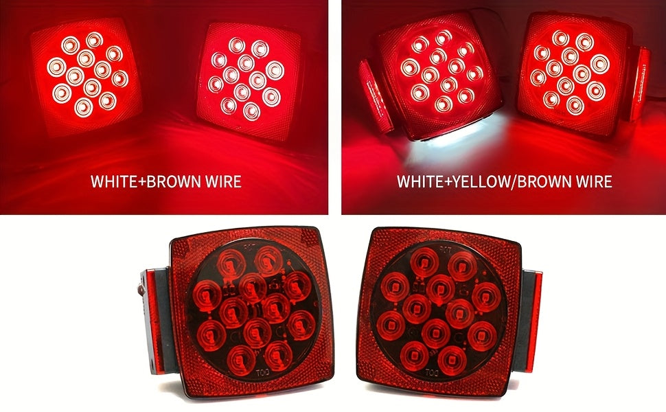 12V LED Trailer Tail Lights – Square Stop, Turn Signal, Brake & License Plate Light Kit for Trailers Under 80", Boat, RV, Camper & Utility Trailer