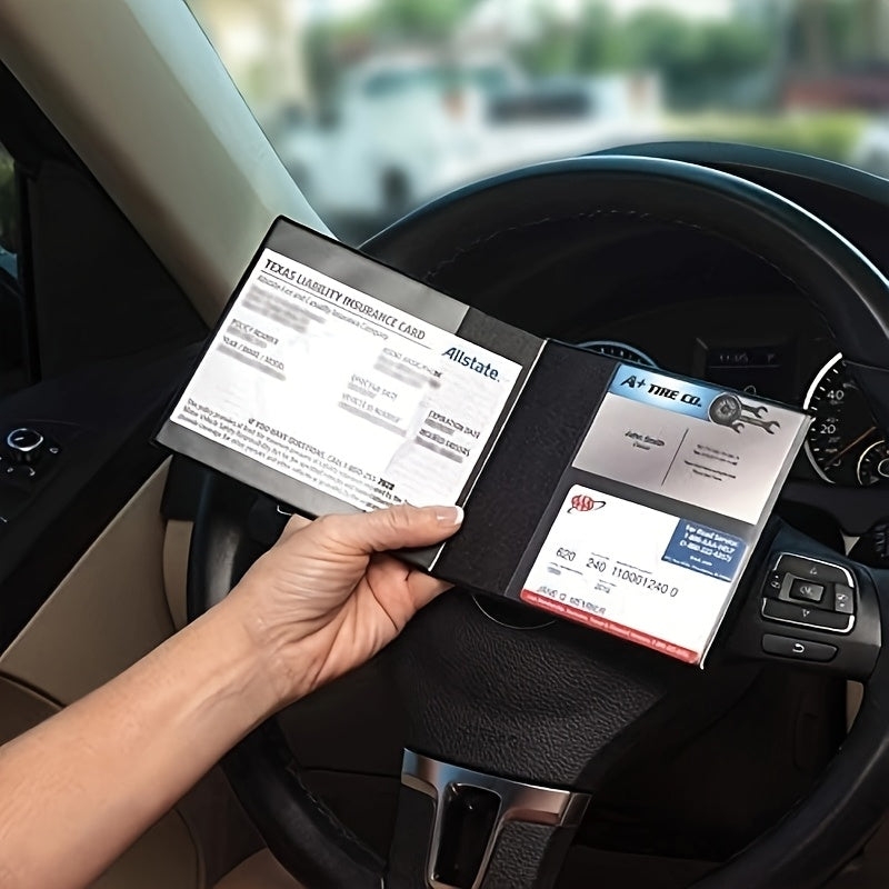 Car Document Holder – Multi-Slot Insurance Card, Registration & Driver License Organizer for Car Truck Motorcycle Trailer | Black Gold Design, 1pc & 2-Pack