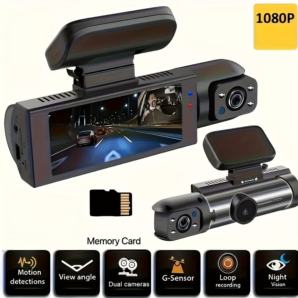 1080P Dual Dash Cam Front and Inside Car Camera, IR Night Vision Loop Recording, Wide Angle Dual Lens Dashboard DVR, Optional 32GB/64GB Card, 2" or 3.16" Screen
