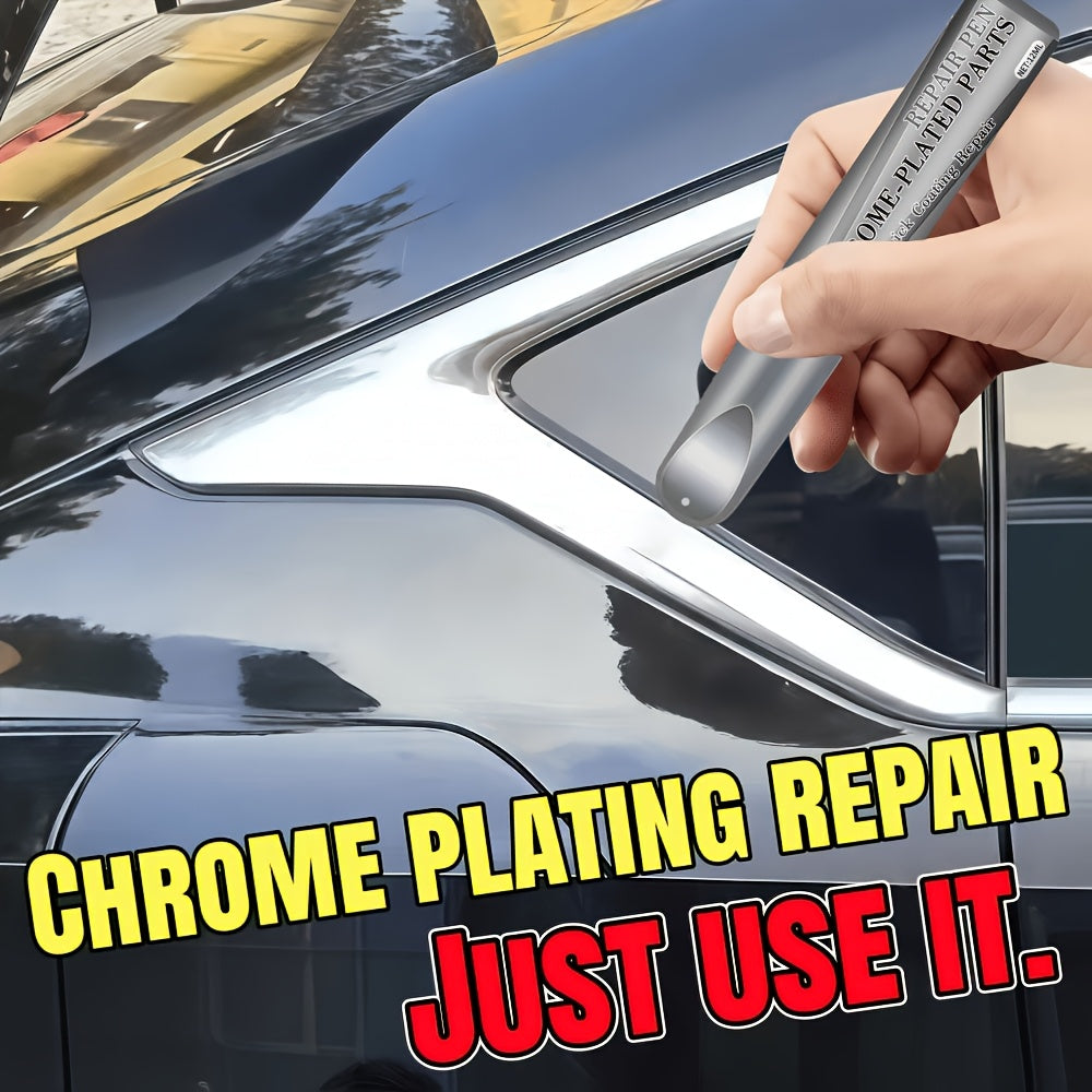 Chrome Scratch Repair Pen – Silver Touch-Up Paint Pen for Car Wheel Hubs, Door Handles, Emblems & Metal Chrome Parts