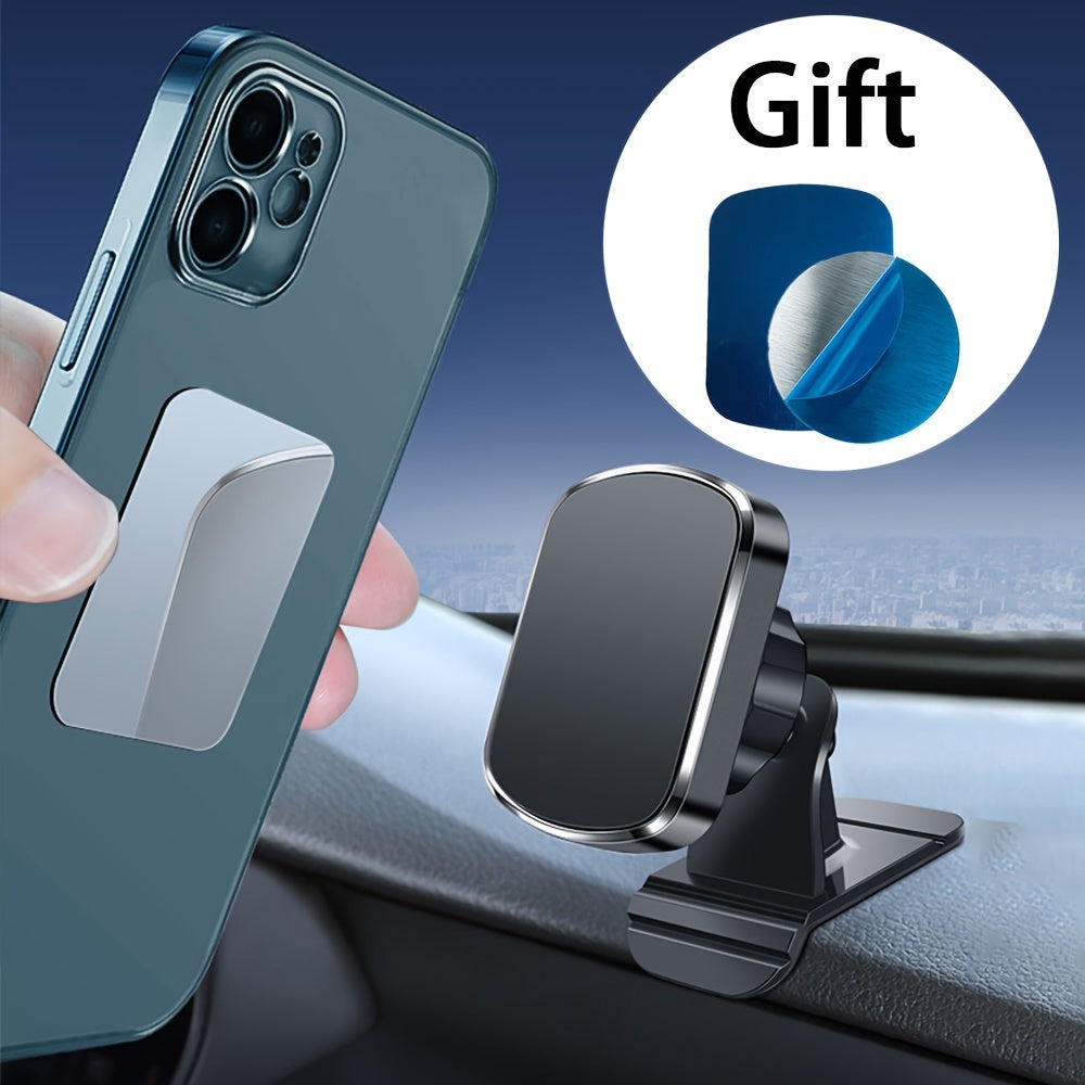 Magnetic Car Phone Holder for Dashboard & Center Console, Adhesive Mount with Strong Magnet, Adjustable Cell Phone Mount for Car, Universal Magnetic Bracket for iPhone Android Smartphones