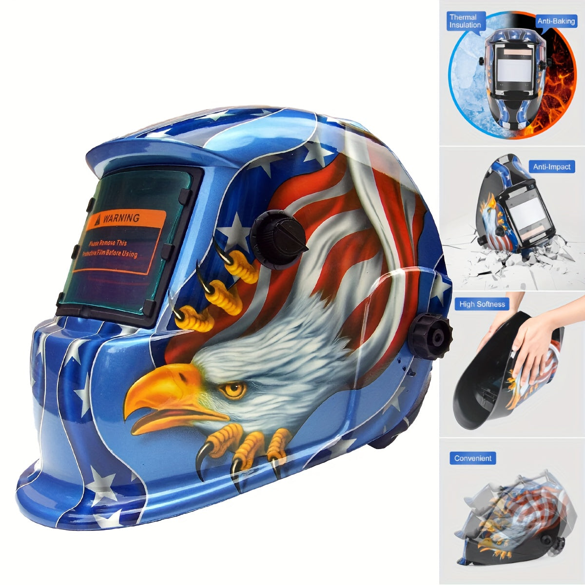 Auto-Darkening Welding Helmet Solar Powered – True Color Wide View, DIN 9-13, 1/25000s Response, Adjustable Sensitivity & Delay