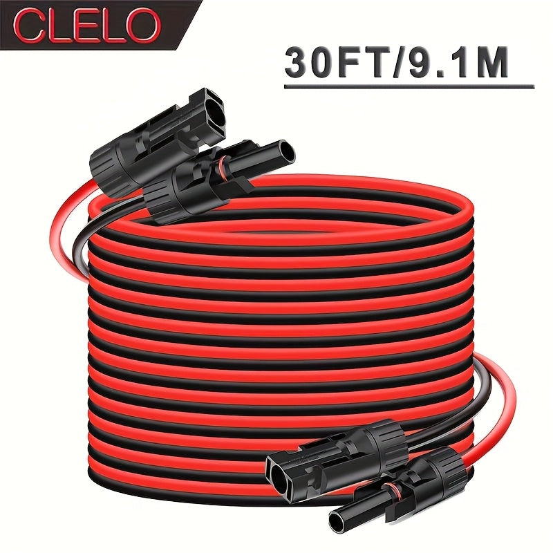 14AWG MC4 Solar Extension Cable 30FT | Male & Female Connectors, Copper Wire for RV, Car & Solar Charge Controller – ≤36V Outdoor Solar Wiring