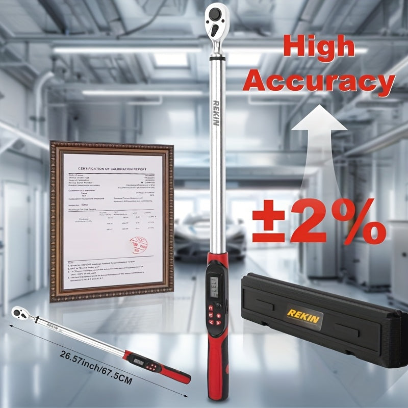 Digital Torque Wrench 1/2" & 3/8" Drive, LCD Display Buzzer & LED Alert, 4-Mode Cr-V, ±1% Accuracy, Preset & Data Storage, for Bike Motorcycle Auto Repair