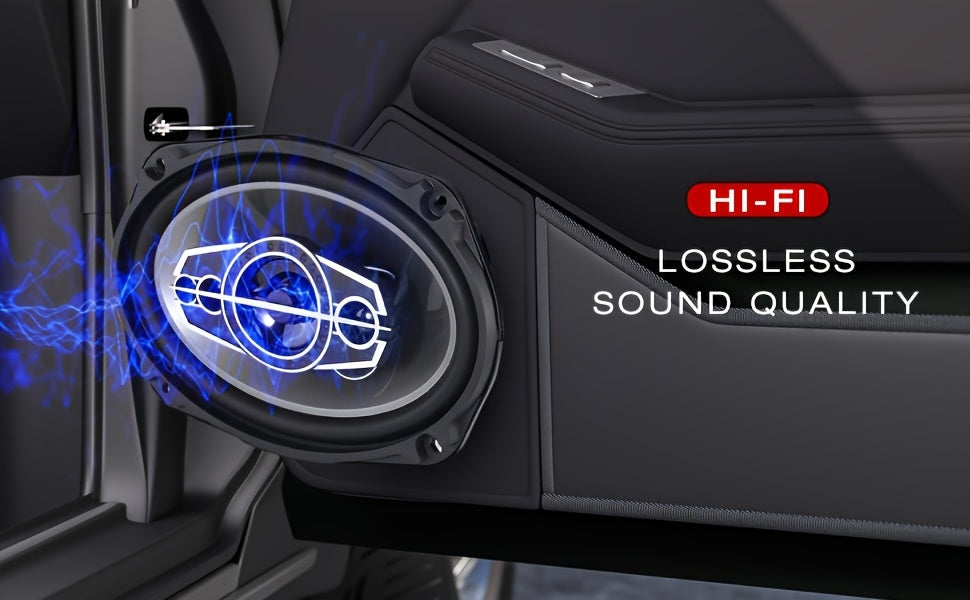 6x9 Car Speakers 5-Way Coaxial Full Range, 600W Stereo Car Door Speakers with Stainless Steel Frame, Universal Vehicle Audio System Upgrade for Cars Trucks, 2-Pack Modern Car Stereo Speakers