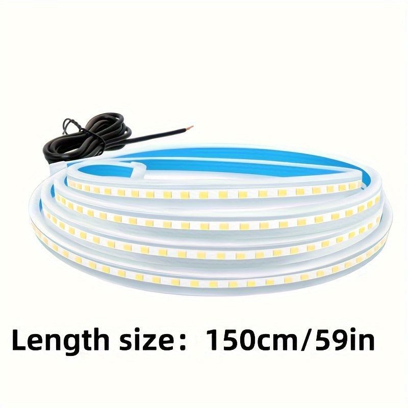 Car Grille Hood LED Flow Light Strip - 12V Scanning Start-Up Effect, Exterior Decorative Light for Engine Hood Bumper, Red Blue White Ice Blue