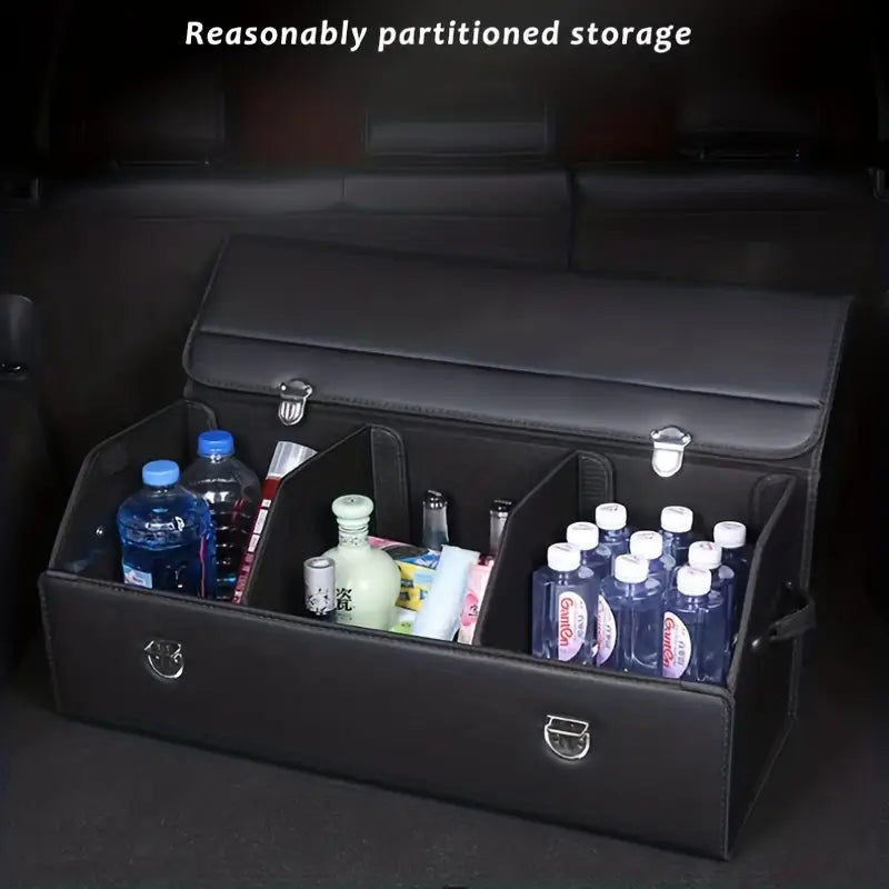 Car Trunk Organizer with Lid 65L Collapsible – Multi-Compartment Foldable Storage Box | SUV Truck Minivan Large Capacity Cargo