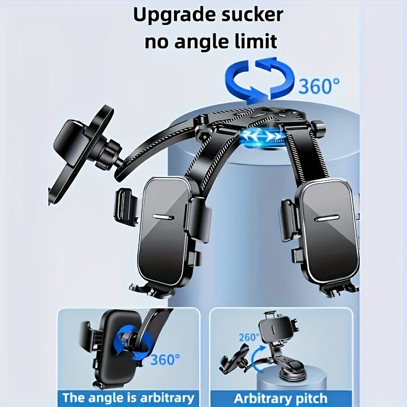 Car Phone Holder Suction Cup Mount – Universal Dashboard Stand | Adjustable Portrait & Landscape for All Smartphones