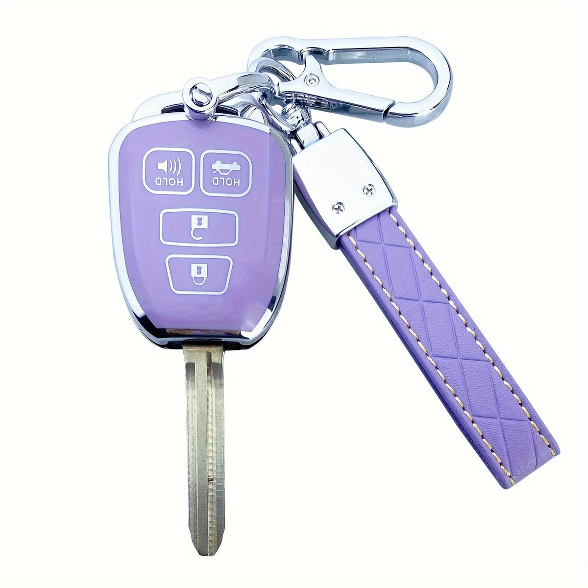Toyota Key Fob Cover Case TPU - Fits Highlander Camry RAV4 Corolla Tacoma Avalon Venza Yaris Scion 2010-2019, Soft Protective Shell, Black White Purple