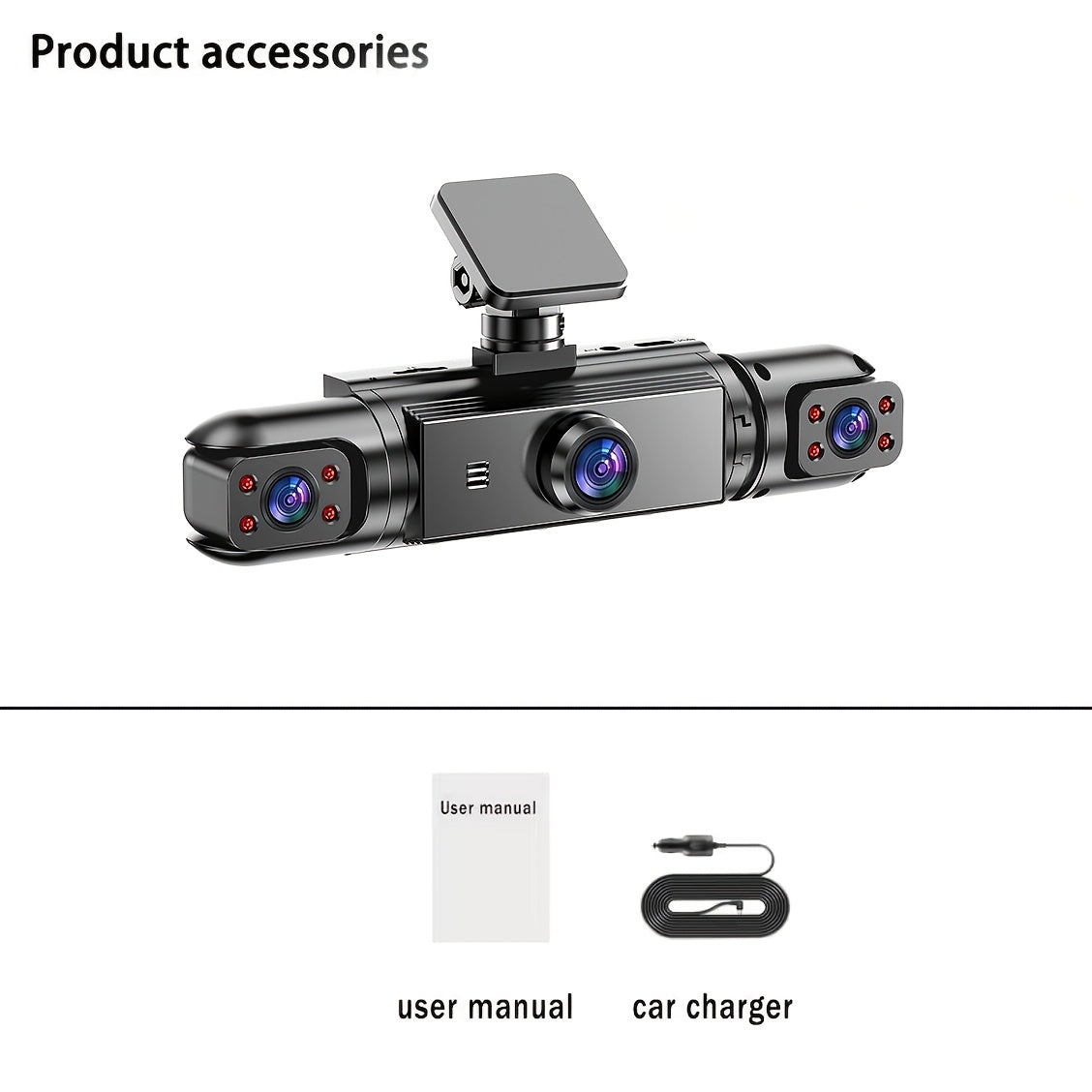360° Dash Cam 3/4 Channel – 1080P Front + 720P Front/Rear/Left/Right Full Coverage, Night Vision, WDR, G-Sensor & Loop Recording
