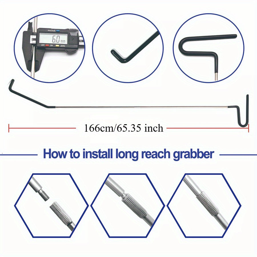 Car Lockout Tool Kit 18/23Pcs, Long Reach Grabber 67 Inch, Air Wedge Bag, Non-Marring Wedges, J-Hook Pull Hook, Stainless Steel Dent Repair Tools for Auto Body Work