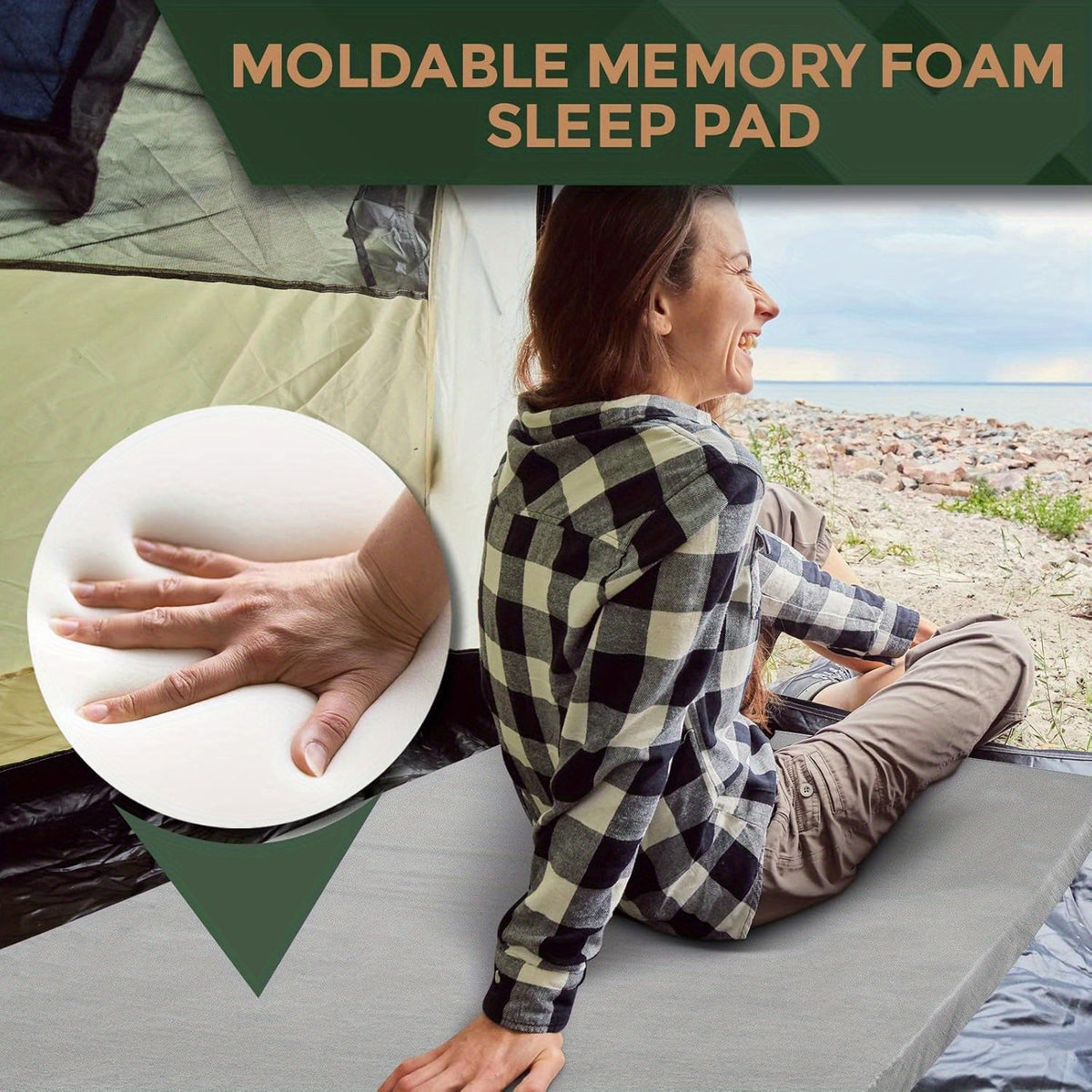 Memory Foam Camping Mattress Pad 72x24 Inch Roll Up Portable Sleeping Pad for Adults Car SUV Tent Cot Floor Guest Bed Sleepover Single Twin Grey