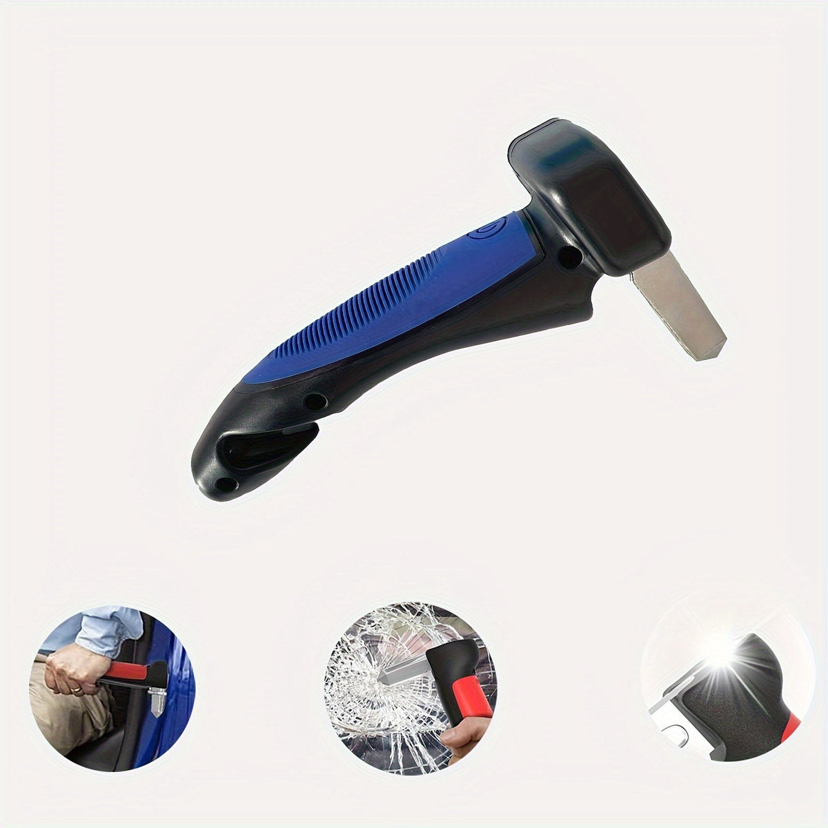 Car Door Assist Handle for Elderly & Disabled 3-in-1 Portable Grab Bar with LED Light Seat Belt Cutter Window Breaker Aluminum Alloy