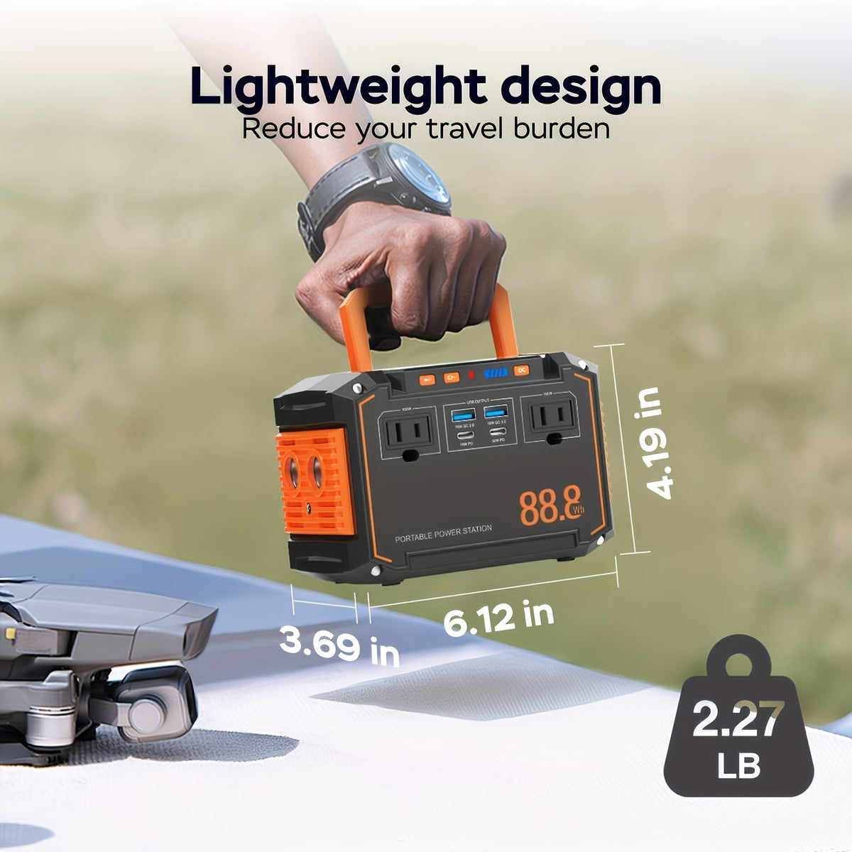 Portable Solar Generator 88.8Wh Power Station | 24000mAh Solar Power Bank AC DC USB Ports for Camping, Emergency, CPAP, Laptops & Outdoor Use