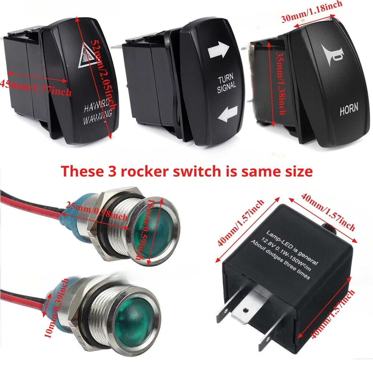 Rocker Switch Turn Signal Kit for 4x4 Off-Road – Street Legal LED Lights, Horn & Hazard Switch, 12V/24V, Easy Install