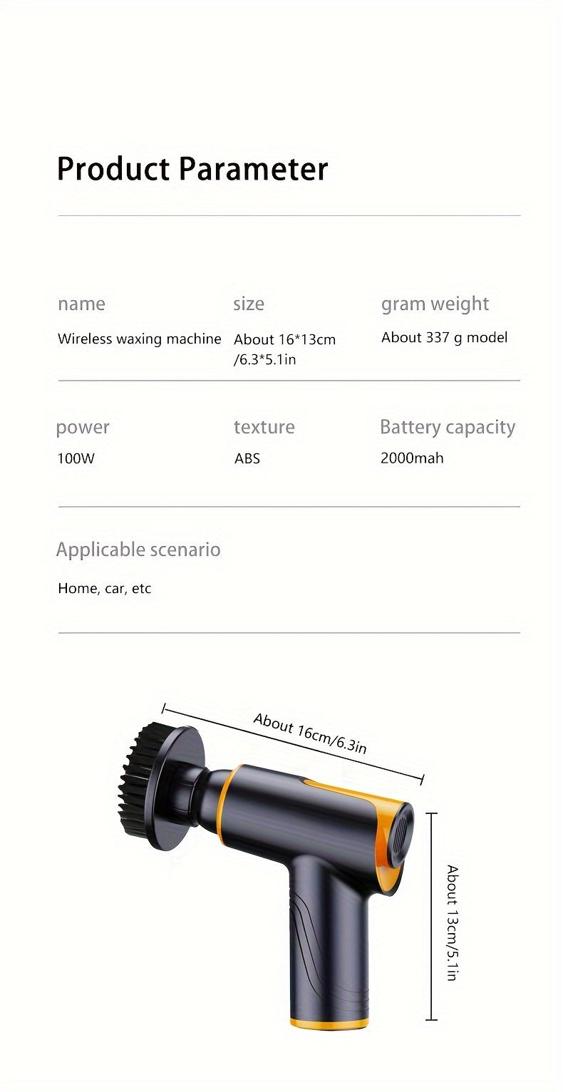 Car Polisher 100W Wireless Rechargeable, Portable Electric Waxing Machine, Scratch Repair Buffer, Multifunctional Orbital Polisher for Cars