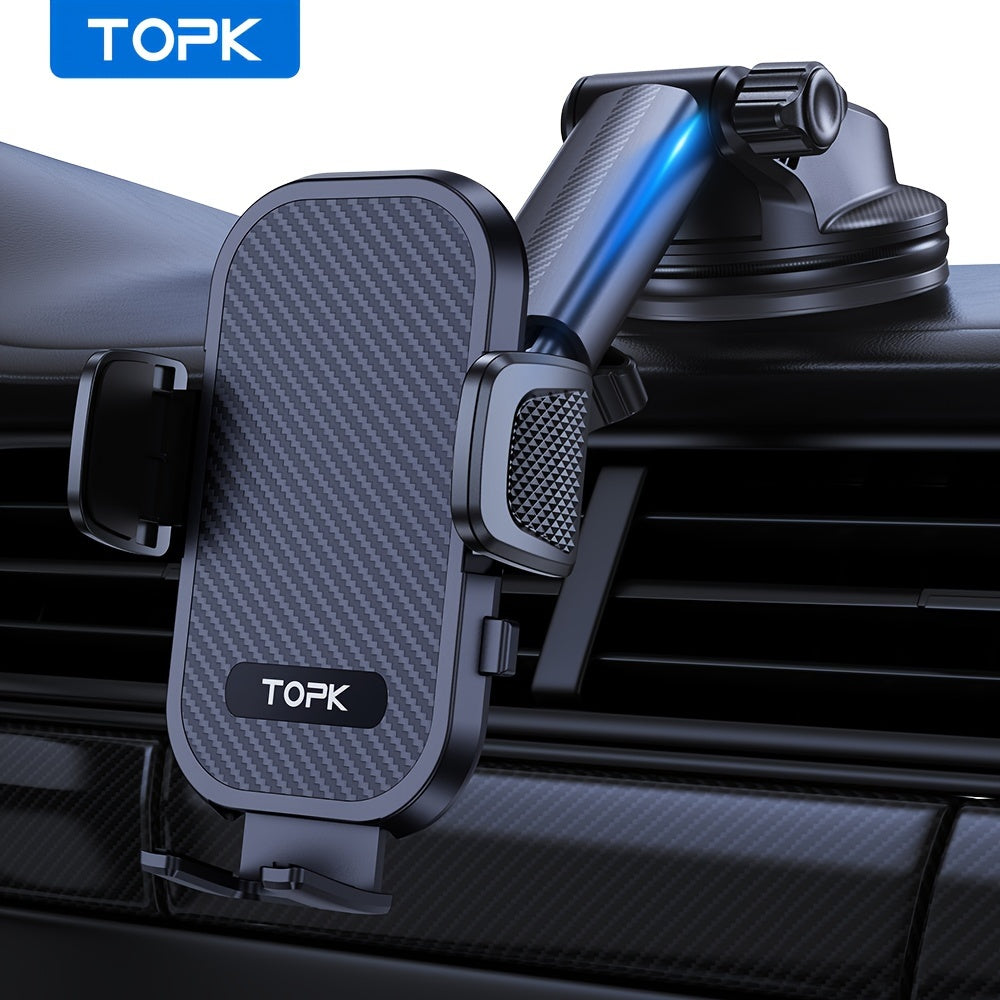 TOPK D42N Car Phone Mount – Full-Range Adjustable Dashboard Holder | Hands-Free Universal Smartphone Stand for All Cars