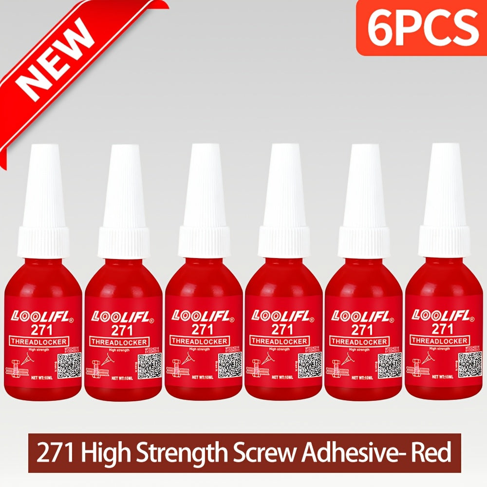 LOOLIFL Thread Sealant Threadlocker – 271 & 243 Formula | Pneumatic & Hydraulic Thread Lock for Bolts, Screws & Fittings | 4-Pack or 6-Pack