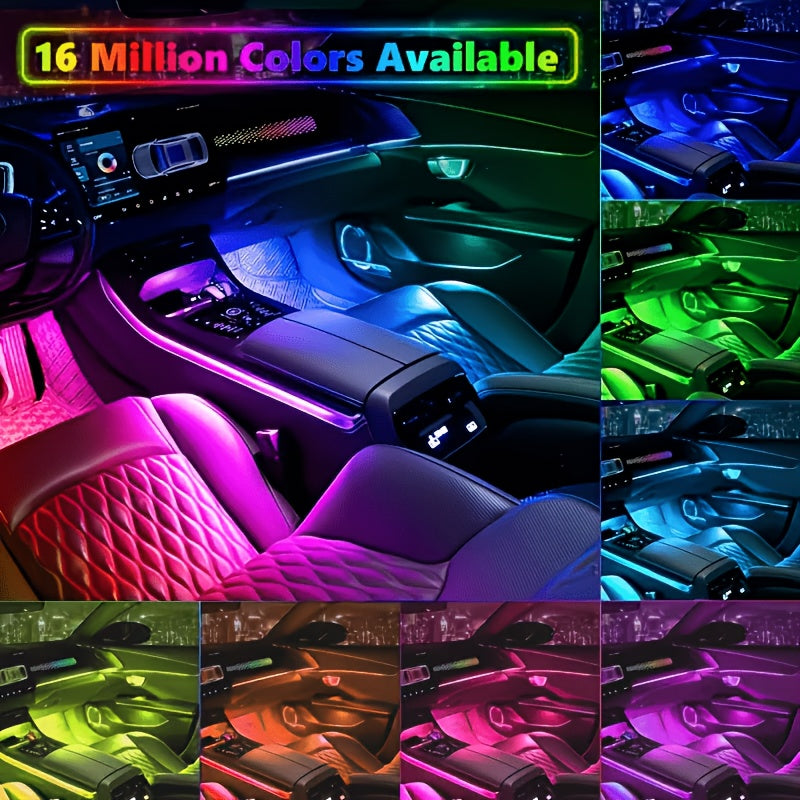 RGB Car Interior Ambient Light 48 LED Under Seat Lighting Kit App Control USB Remote 16 Million Colors for All Car Models No Battery Required