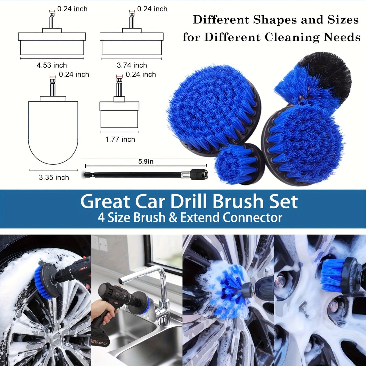 Car Detailing Kit 26-Piece – Complete Brush Set for Interior & Exterior, Drill Brushes, Tire Brush, Wash Mitt, Cleaning Gel, Squeegee & Storage Bag