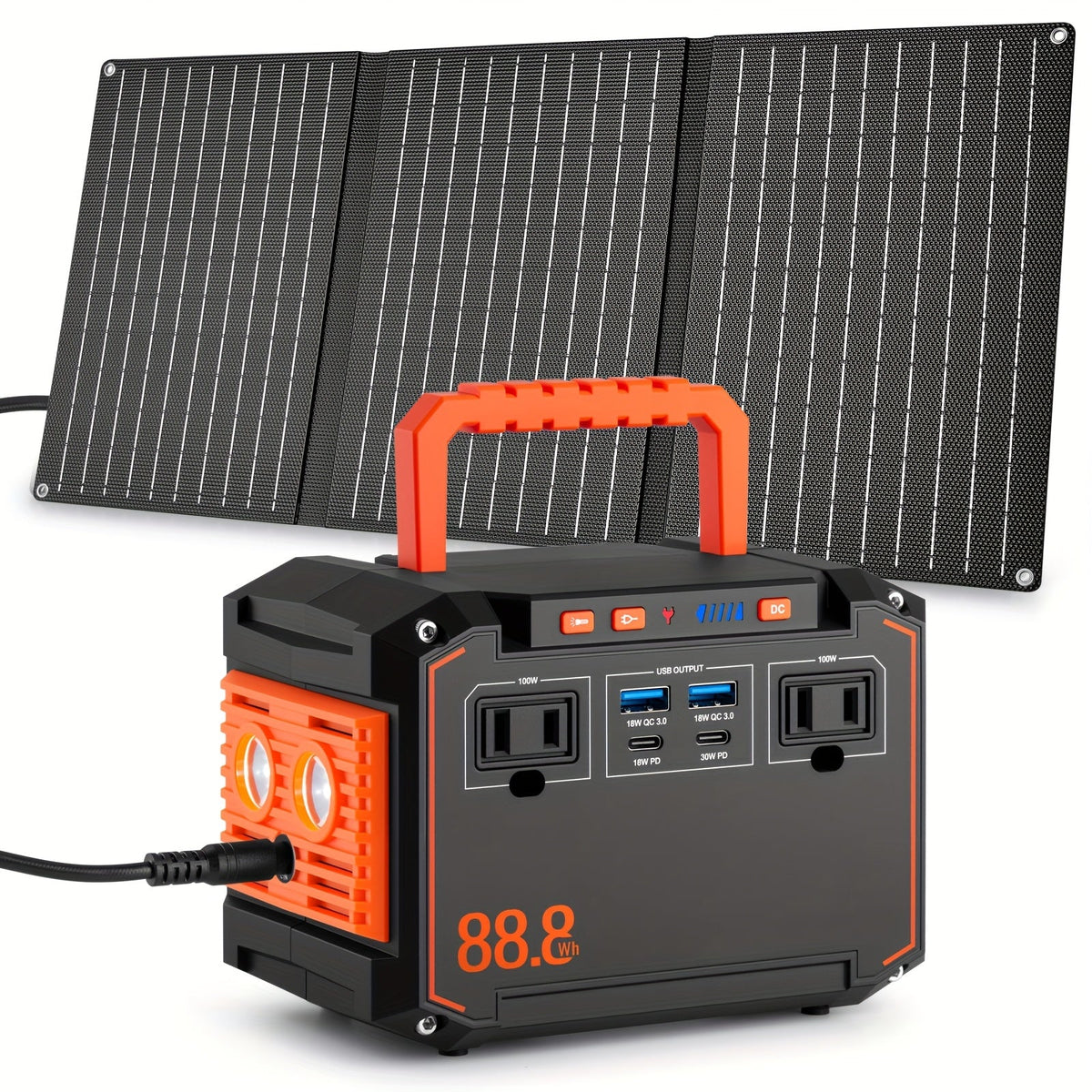 Portable Solar Generator 88.8Wh Power Station | 24000mAh Solar Power Bank AC DC USB Ports for Camping, Emergency, CPAP, Laptops & Outdoor Use