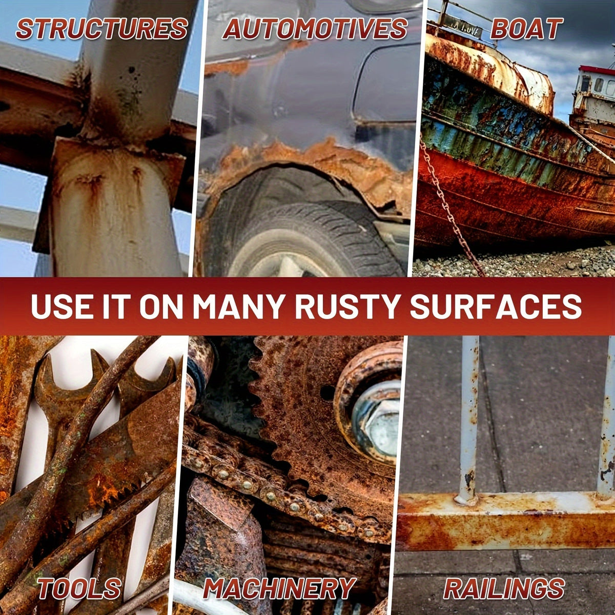 Rust Converter & Preventive Coating 35oz – Permanent Rust Remover, Anti-Rust Reformer for Automotive Metal Frames, Non-Porous Black Metallic Barrier