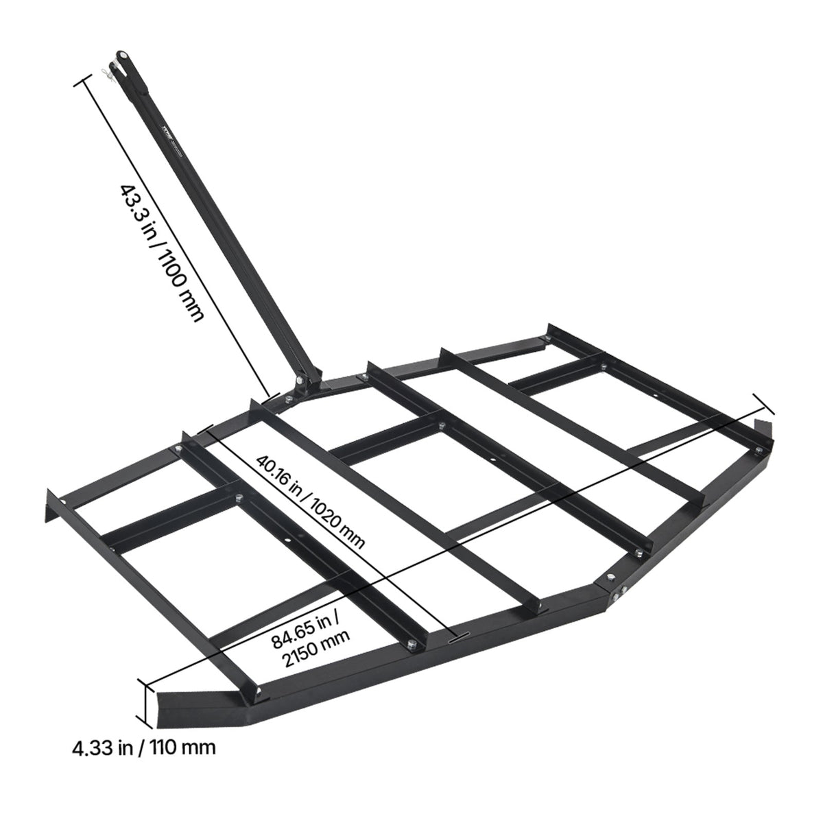 Tow Behind Drag Harrow 66"/74"/84" – Heavy-Duty Q235 Steel ATV UTV Tractor Pull Behind Rake for Gravel Driveway Lawn Arena Leveling
