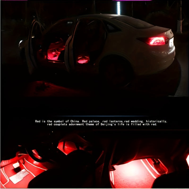RGB Car Interior Ambient Light 48 LED Under Seat Lighting Kit App Control USB Remote 16 Million Colors for All Car Models No Battery Required