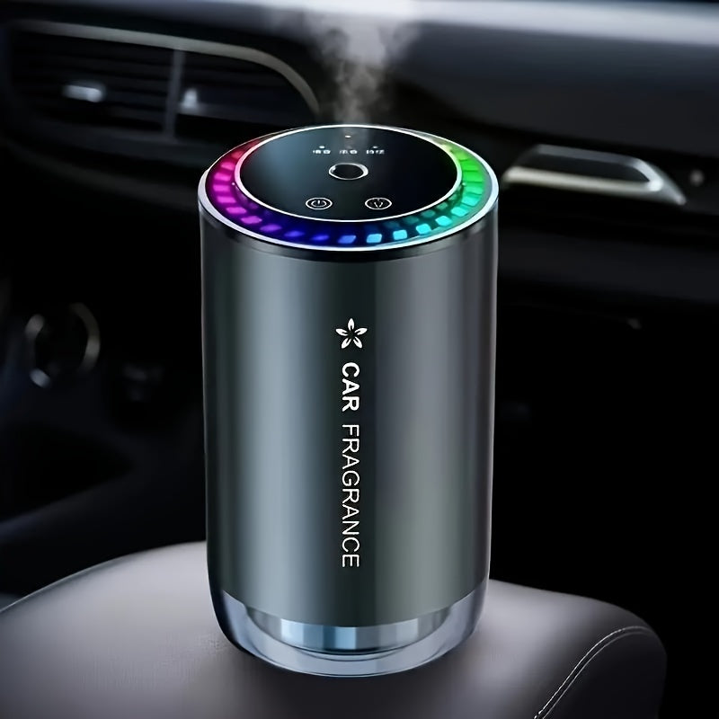 Smart Car Air Freshener with Projection Light - USB Rechargeable Essential Oil Diffuser, Music-Sync LED, Adjustable Scent, Auto Interior Accessory