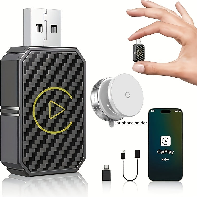 Mini Wireless CarPlay Adapter – Plug & Play Low Latency | Apple & Android Compatible | Wired to Wireless | No Battery Required