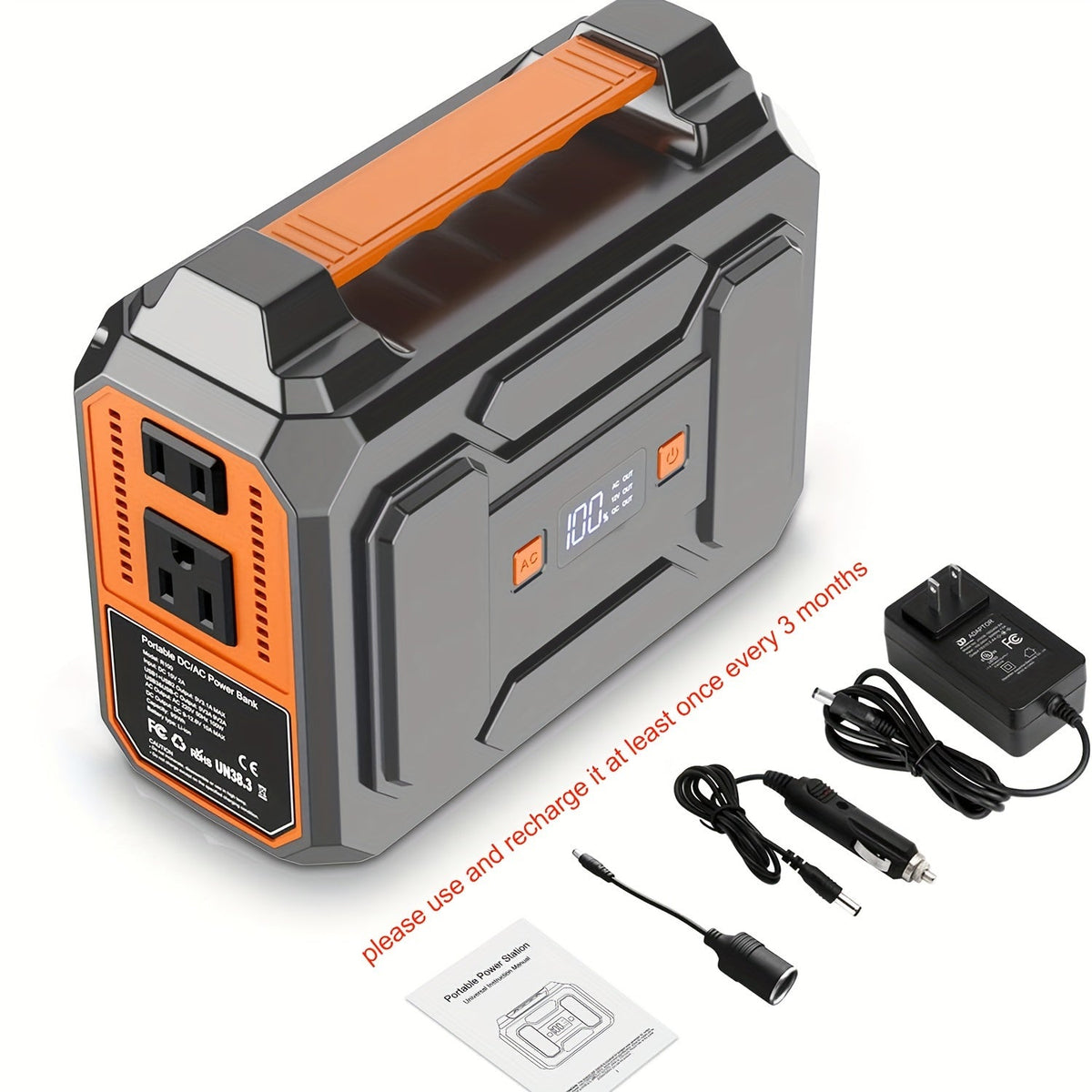 Portable Power Station 146Wh / 300W Solar Generator | AC Outlet, DC, USB & QC 3.0 Ports, LED Light, LiFePO4 Battery for Camping, CPAP, Emergency & Off-Grid – Solar Panel Optional