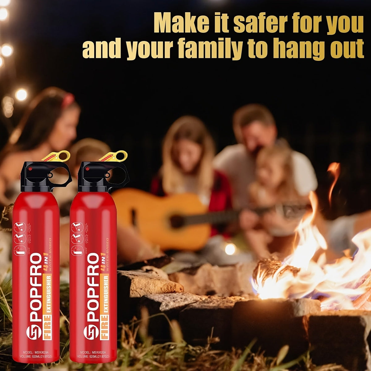 Portable Fire Extinguisher 4-in-1 for Home Garage Kitchen Car, Non-Toxic Easy-Clean Formula, Wall-Mounted, for Electrical & Textile Fires, 1 or 8 Bottles