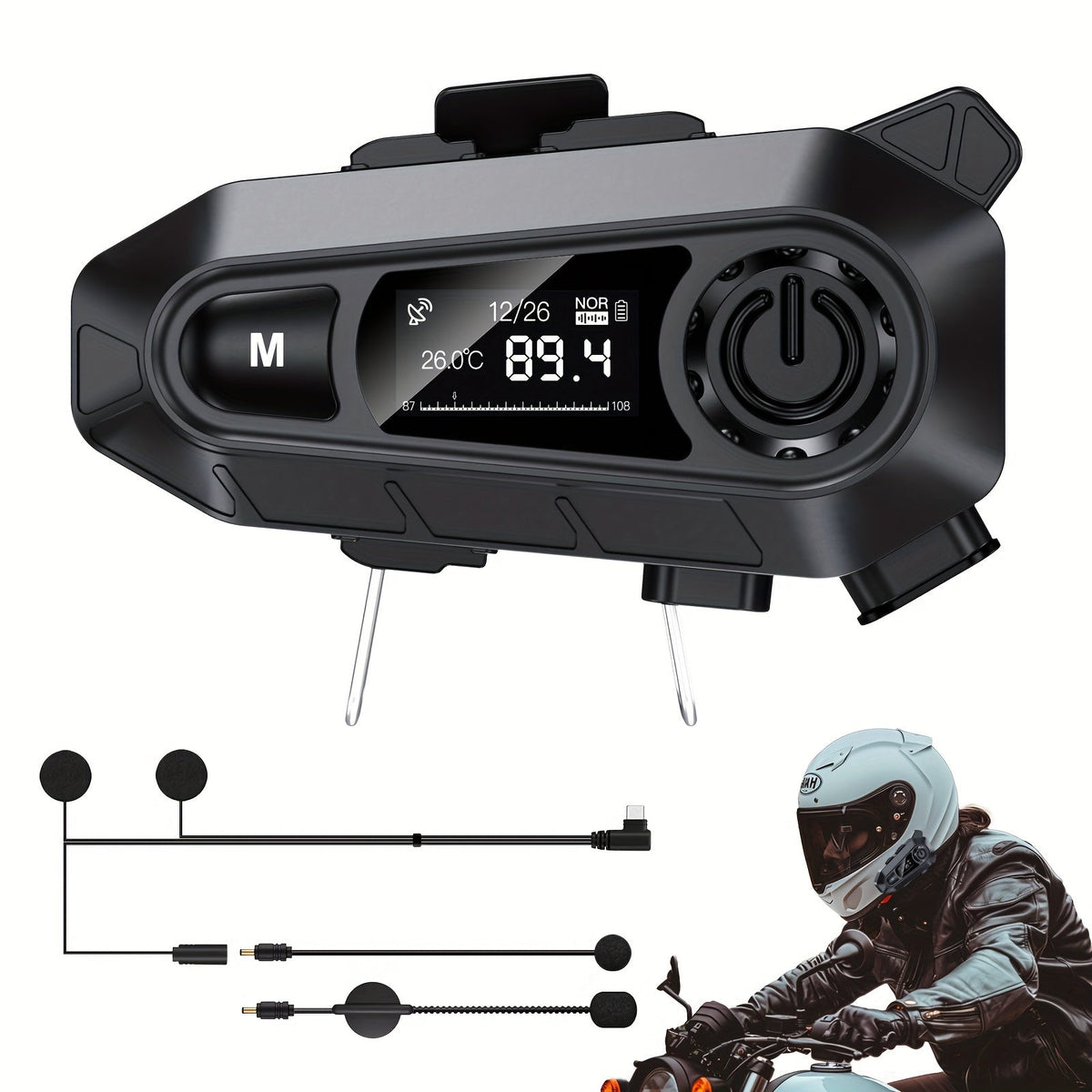 Motorcycle Helmet Bluetooth Intercom Headset – 500M Range, Group Chat, Music Sharing, FM Radio & Voice Control
