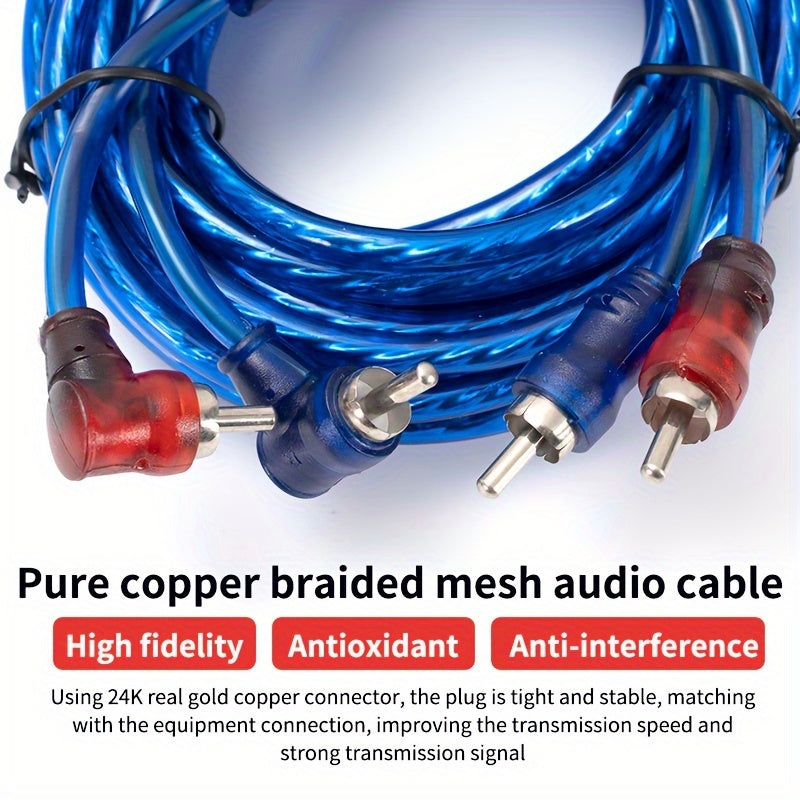 10 Gauge Car Amplifier Wiring Kit – BL-8 | Copper Core Power & RCA Audio Wire for Car Audio & Subwoofer Installation | ≤36V