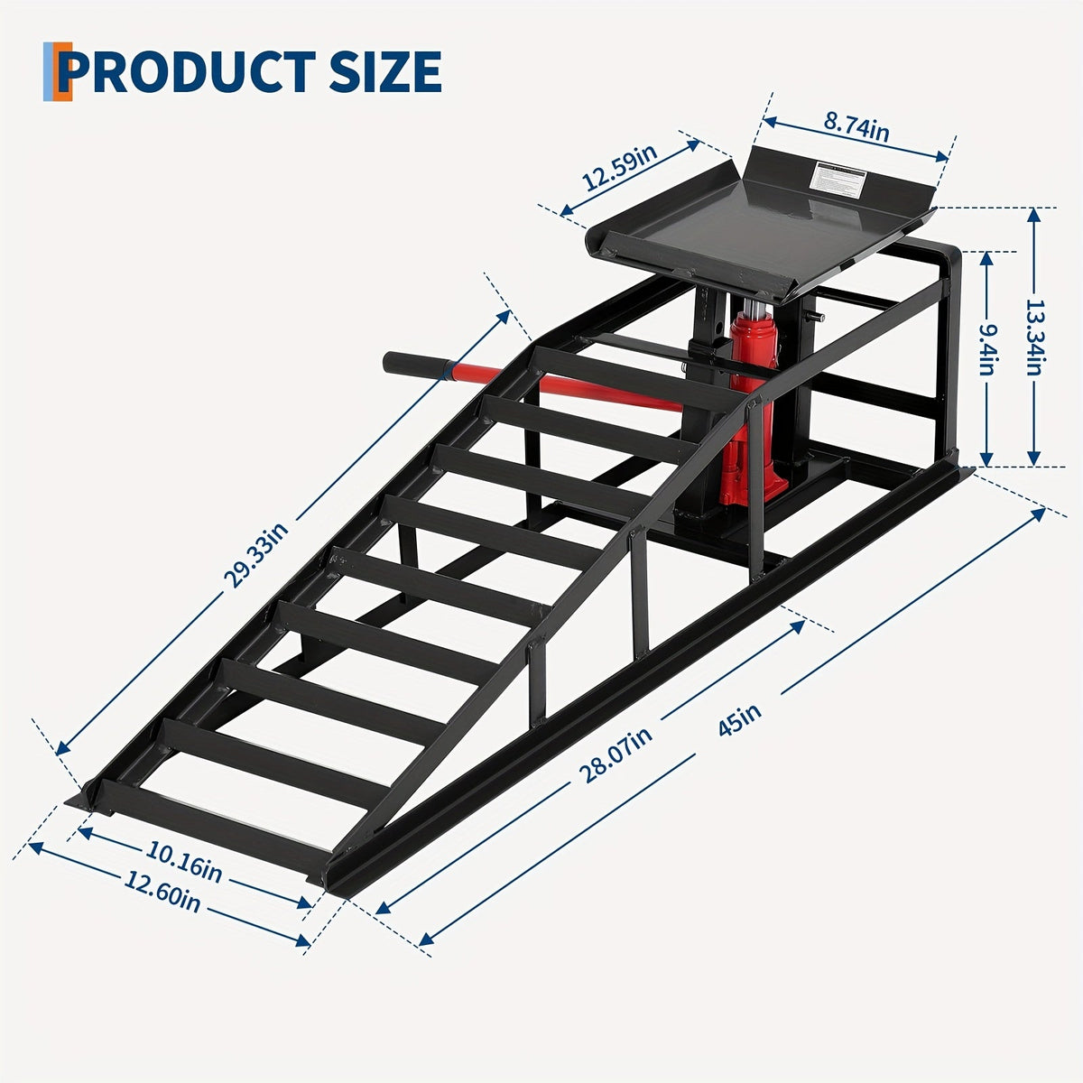 Hydraulic Car Ramps 2 Pack 5-Ton 11000 LBS - Low Profile Heavy Duty Steel Service Lift Ramps for Car Truck Trailer Garage Repair, No Installation Required