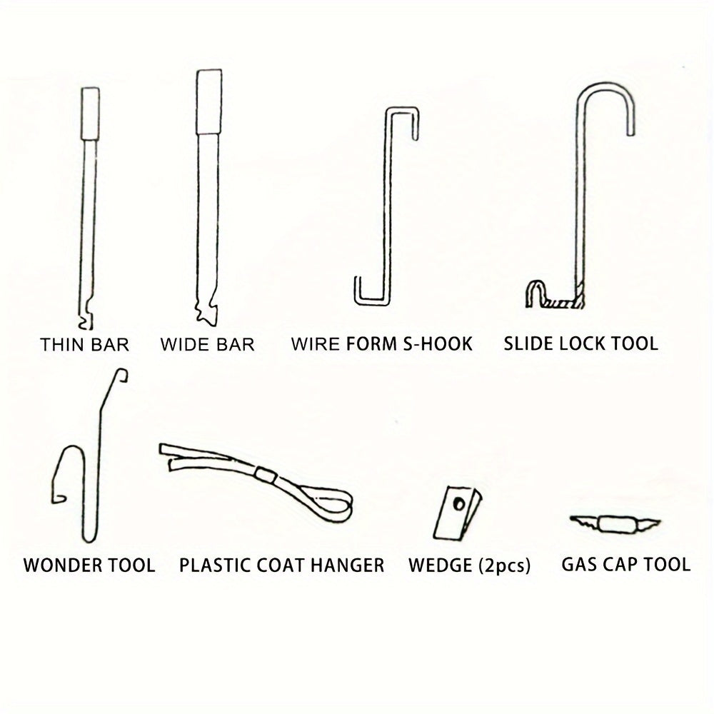 Car Lockout Tool Kit with Air Wedge Pump – 10-Piece Professional Auto Emergency Slim Jim Lock Out Set, Stainless Steel & TPU, for Car Enthusiasts & DIY Repair