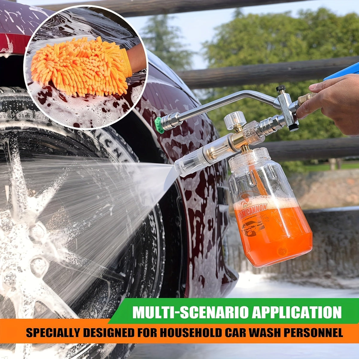 Pressure Washer Foam Cannon Kit 9-Piece – 5000 PSI Dual Connector | 5 Nozzle Tips & 1/4" Quick Connect | Car Wash Soap Sprayer