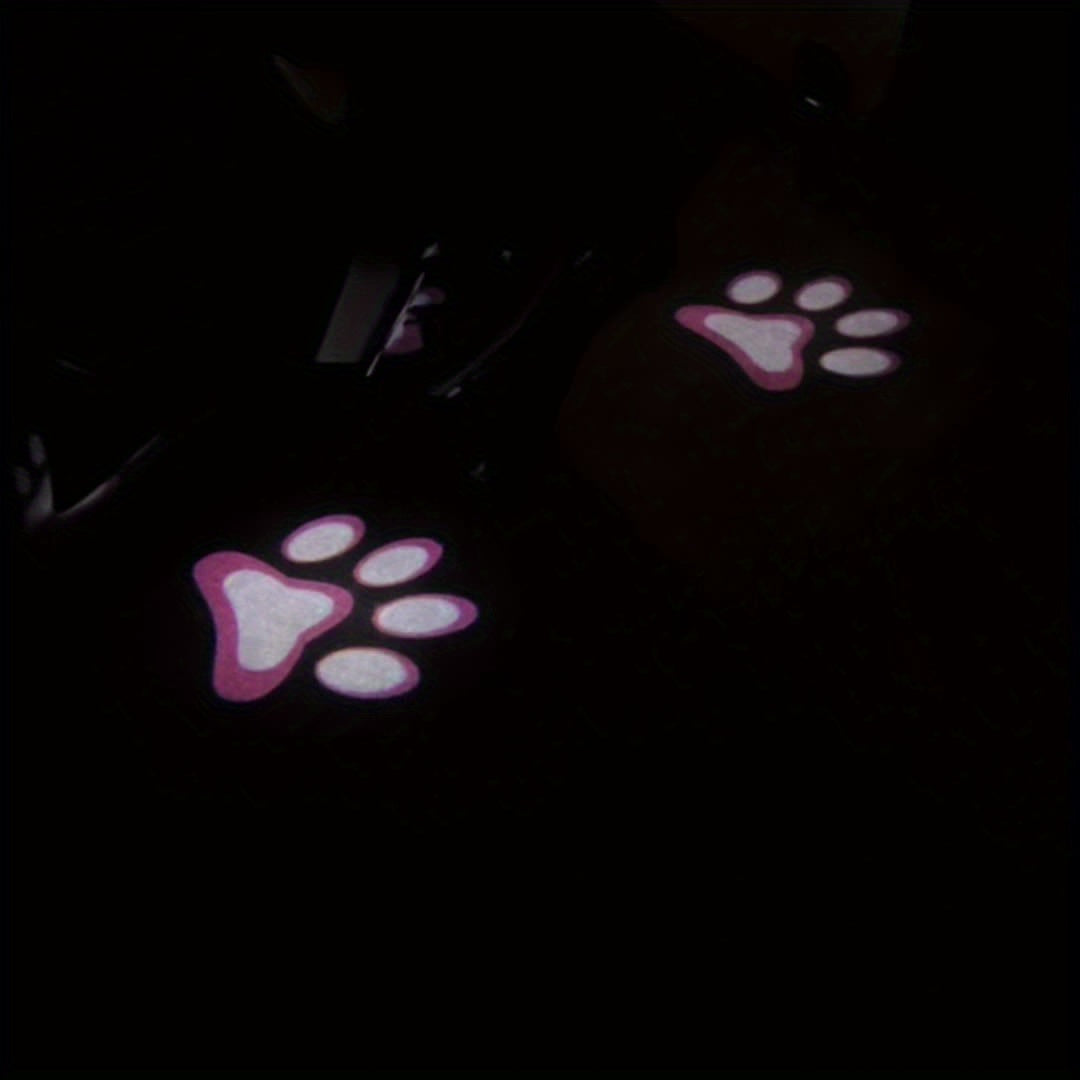 Car Door Step Courtesy Light 2pcs LED Projector, Welcome Shadow Logo Pattern Night Light, Festive Atmosphere Lamp — Sky Blue, Pink, Amber