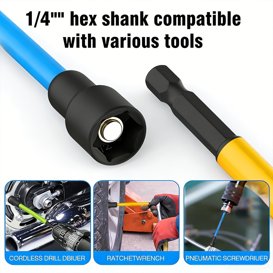 Magnetic Socket & Screwdriver Set 10-54pcs, 1/4" Hex Shank Impact Driver Bits, Chrome Vanadium Steel, SAE & Metric Nut Driver Drill Bit Kit — Canvas Bag or Red Box