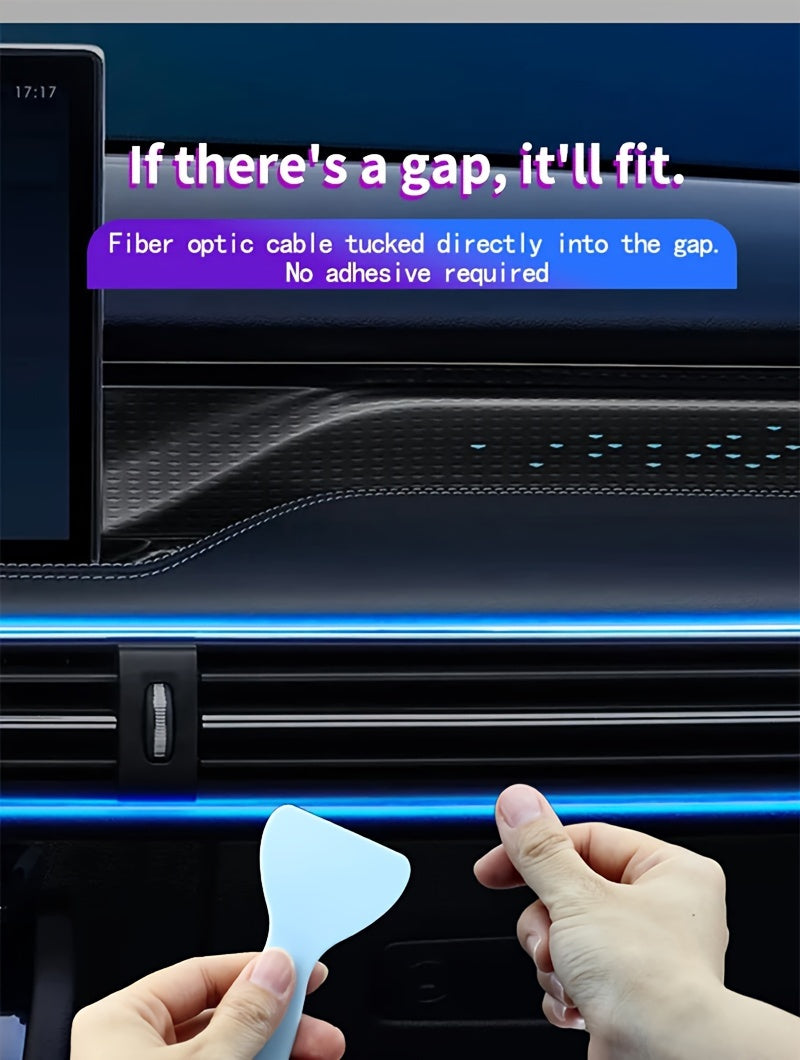 RGB Car Interior Ambient Light Kit - App & Voice Control, 8-Color LED Atmosphere Lighting for Dashboard Roof Console, USB Powered