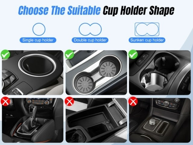 2-in-1 Cup Holder Phone Mount & Expander – Adjustable 12"-14" Neck, 360° Rotation, Weighted Stable Base for iPhone Samsung & All Smartphones, Universal Car Fit