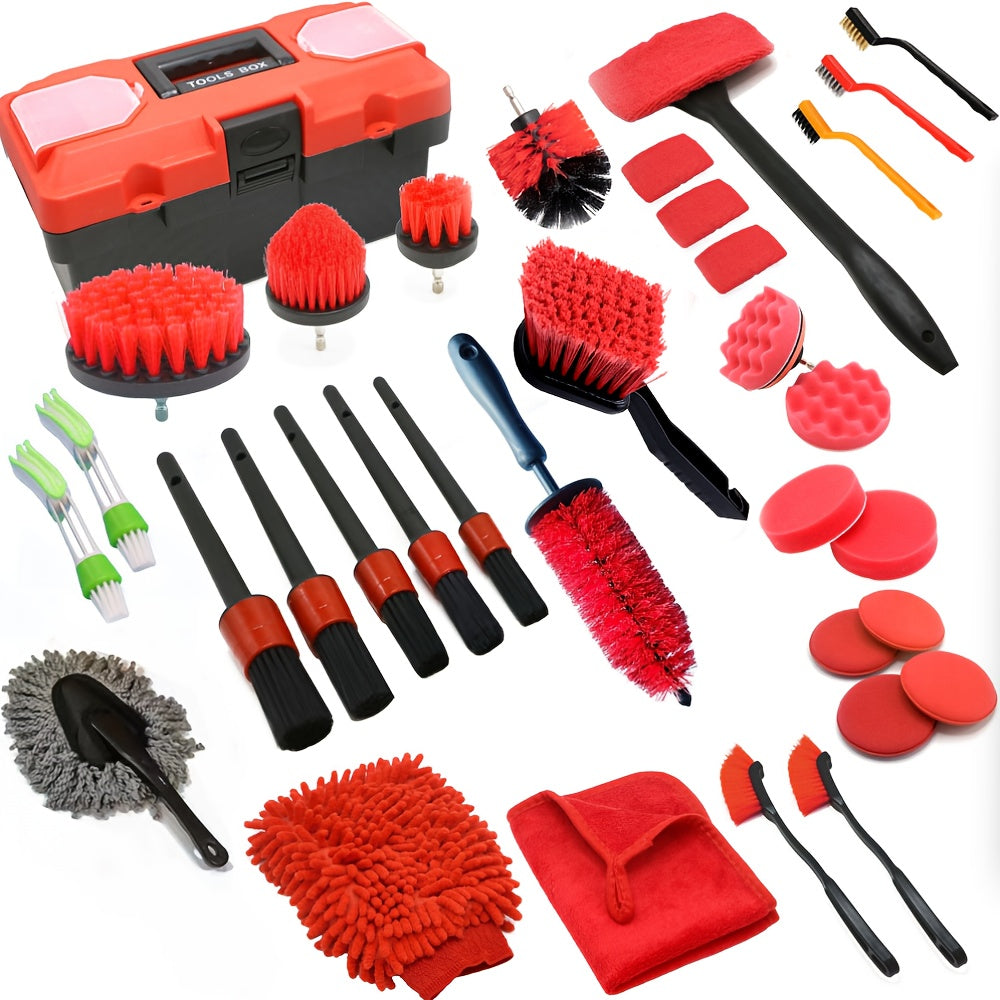 Car Detailing Brush Set – 18 or 35 Piece | Interior, Exterior & Wheel Cleaning Kit with Windshield Tool | Professional Car Care Brushes