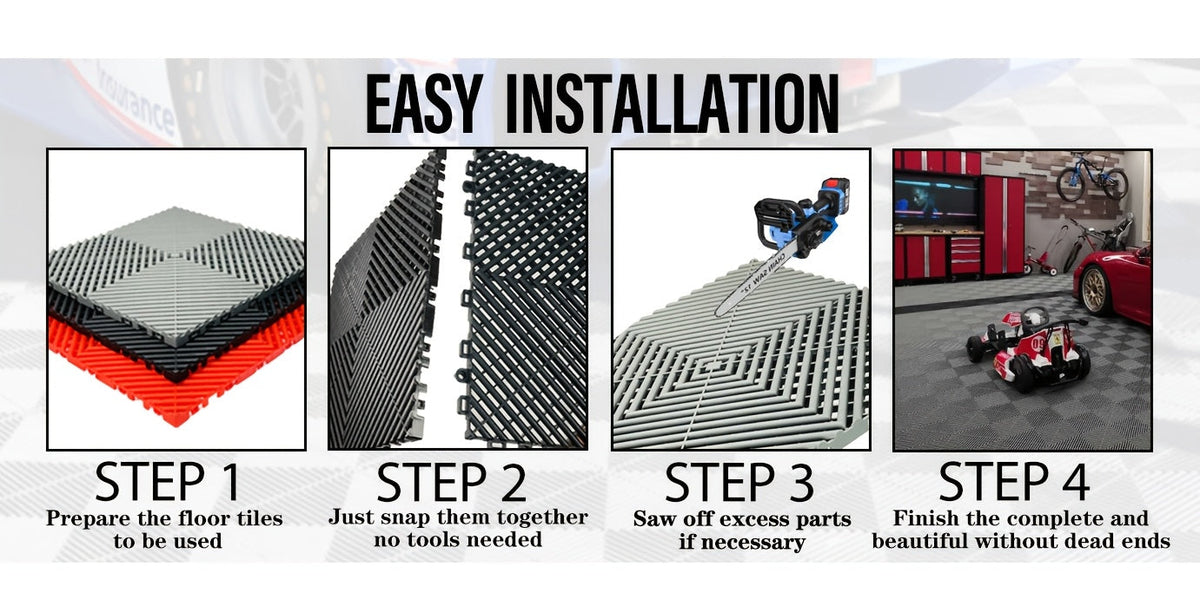 Interlocking Garage Floor Tiles 20 Pack – 16"x16" Drainage Floor Mats, Non-Slip PP Modular Tiles for Garage, Basement, Car Wash & Outdoor Use
