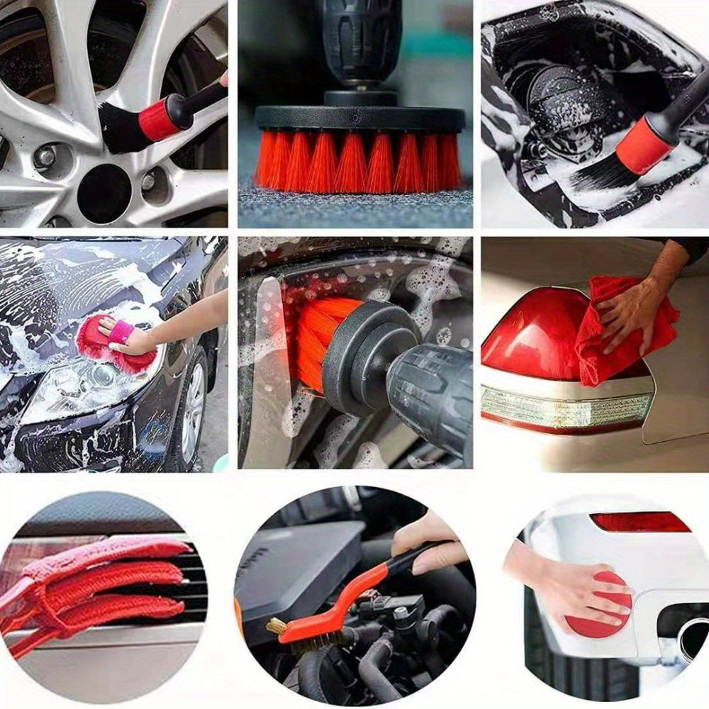 Car Detailing Brush Set – 18 or 35 Piece | Interior, Exterior & Wheel Cleaning Kit with Windshield Tool | Professional Car Care Brushes