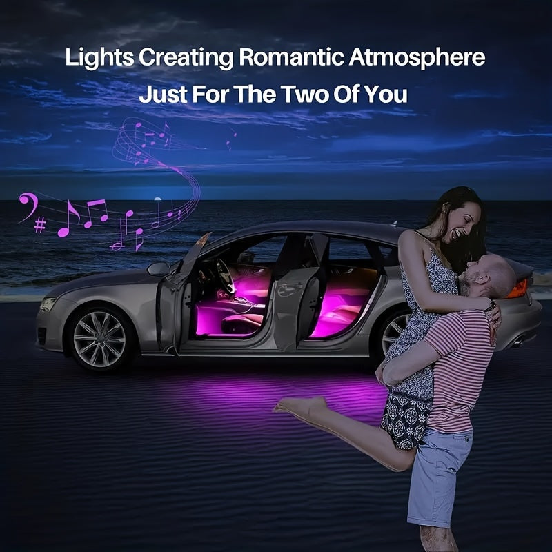 RGB Car Interior Ambient Light 48 LED Under Seat Lighting Kit App Control USB Remote 16 Million Colors for All Car Models No Battery Required