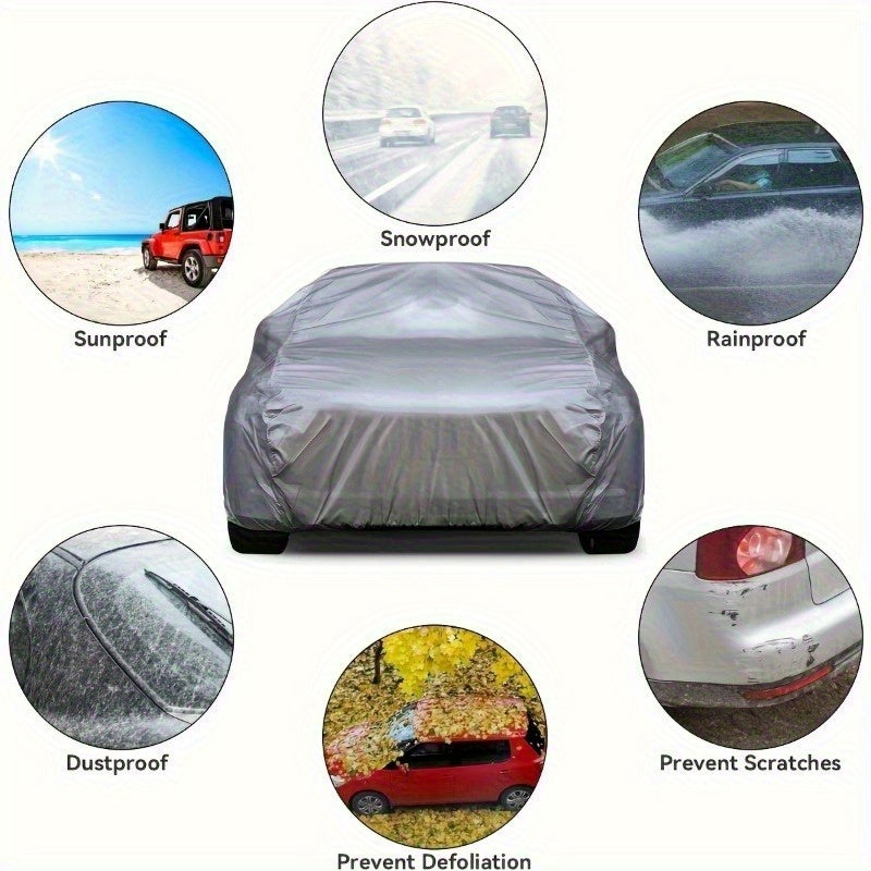 PEVA Waterproof Car Cover – Full Body UV, Rain, Snow & Dust Protection, High-Temp Resistant, All-Season Universal Fit, Sizes L & XL
