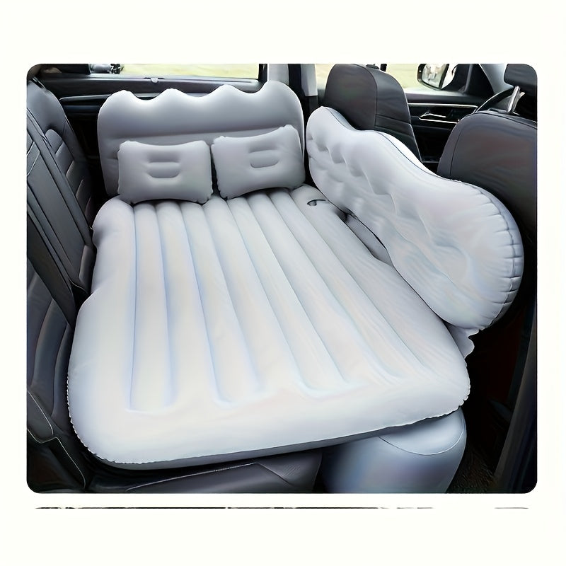 Car Inflatable Mattress SUV Back Seat Air Bed with Electric Pump 2 Pillows 2 Support Piers Storage Bag PVC Flocking Fits Truck RV 5 Colors